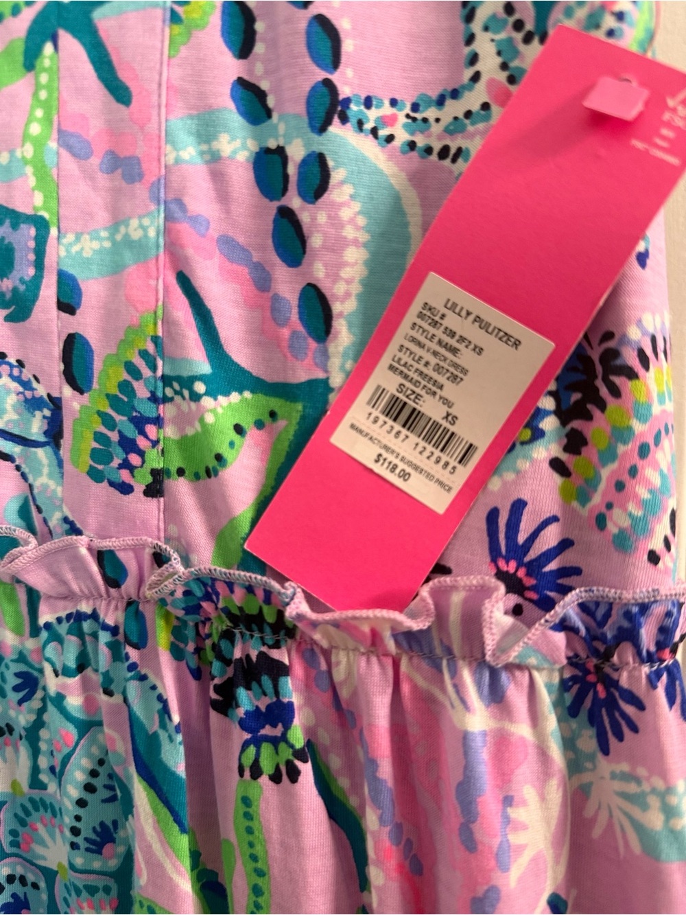 Lily Pulitzer Sleeveless Lorina V neck Lilac Freesia Mermaid printed Dress - Picture 2 of 6